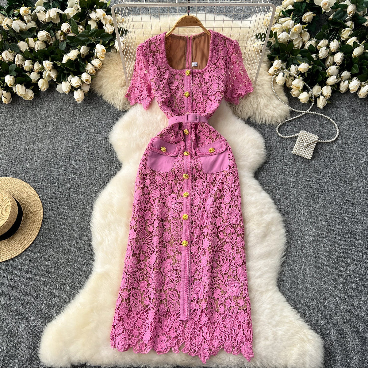 Elegant Delicate Embroidered Lace Dress