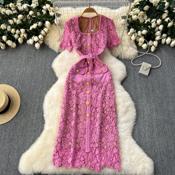 Elegant Delicate Embroidered Lace Dress