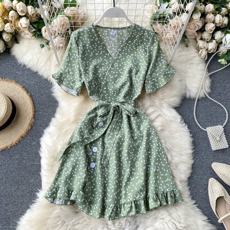 Cutie V-neck Polka Dot Printed Dress