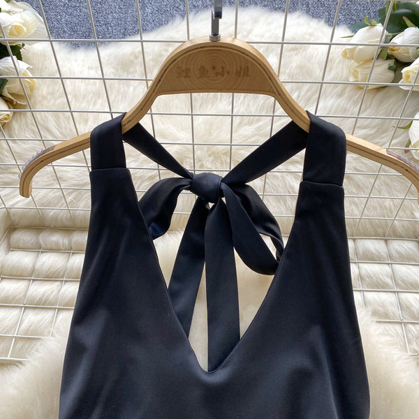 Irregular Design Pleated Black Dress