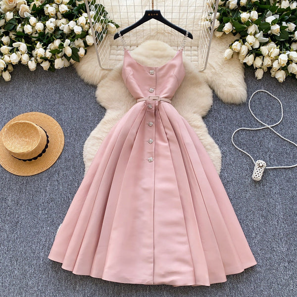 High-end Pleated Slip Dress with Belt