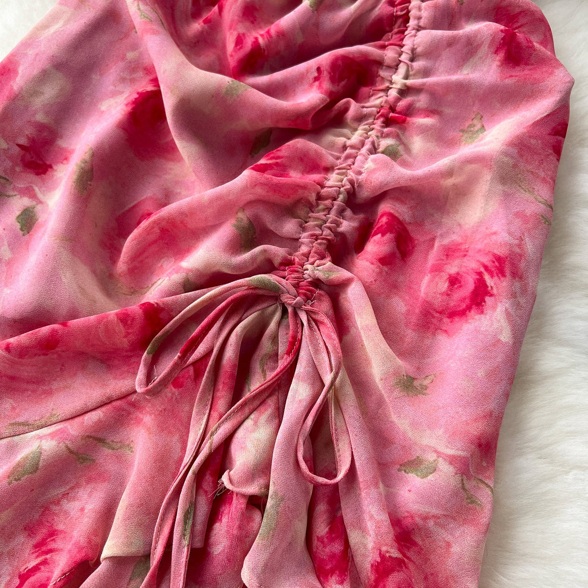 French Style V-neck Floral Fishtail Dress
