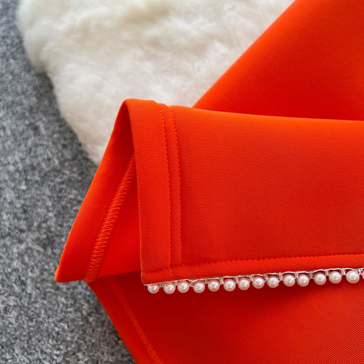 Ruffled Sleeve Sequined Orange Dress
