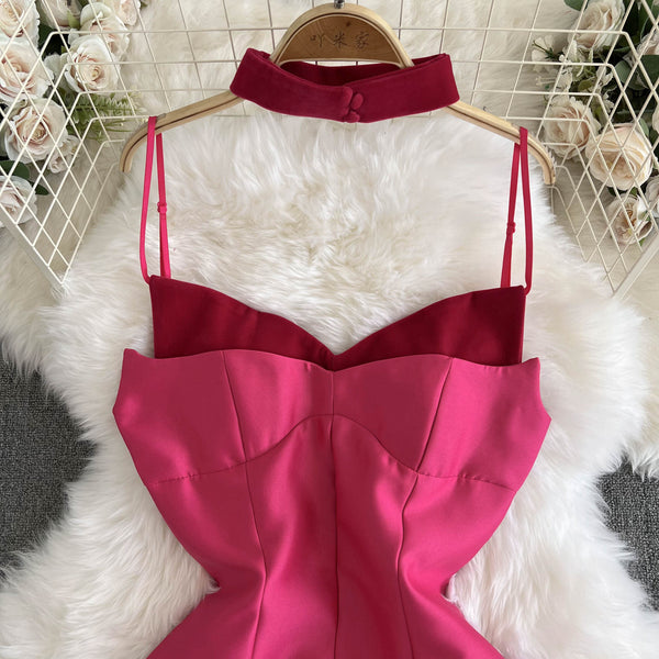 Vintage Volanlı Askılı Elbise ile Choker