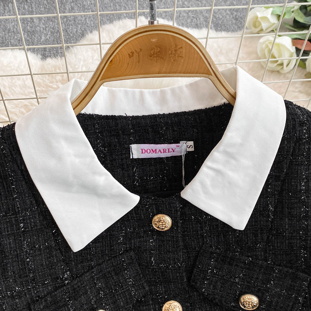 Color Blocking Tweed Shirt Dress