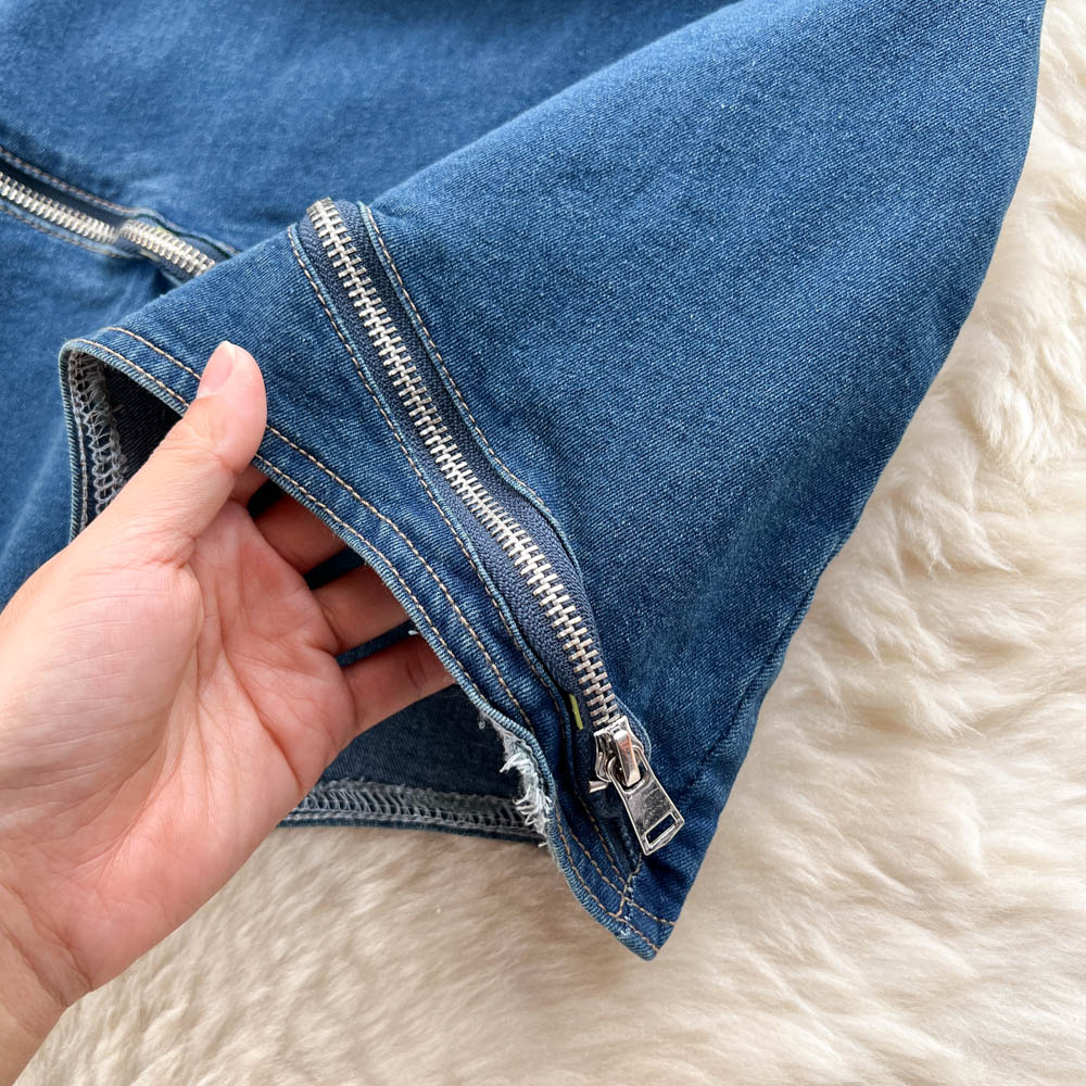 Vintage Asymmetric Denim Off-shoulder Dress