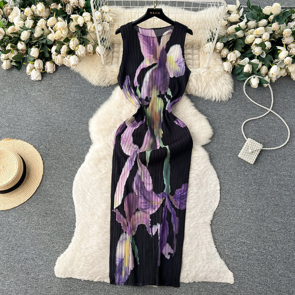 Elegant Bodycon Sleeveless Floral Dress