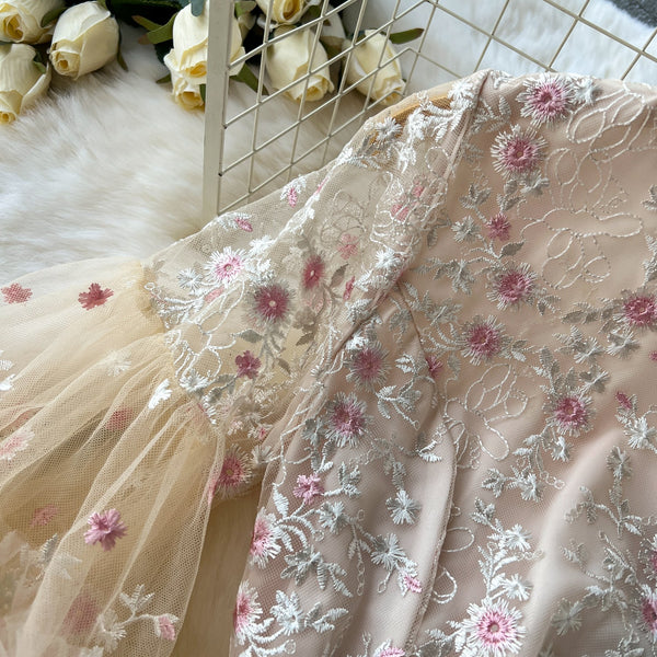 Fairy Floral Embroidered Mesh Dress