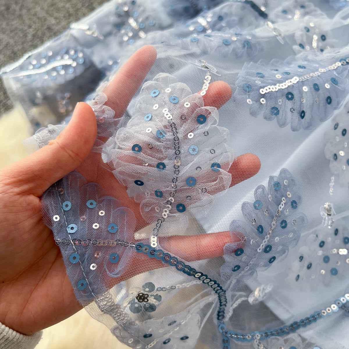 Niche Sequined Crew Neck Dress