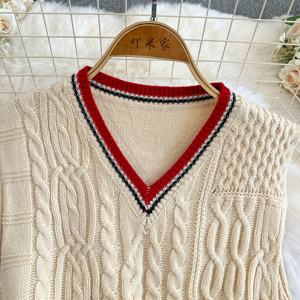Uniform Style Color-blocking Knitted Dress