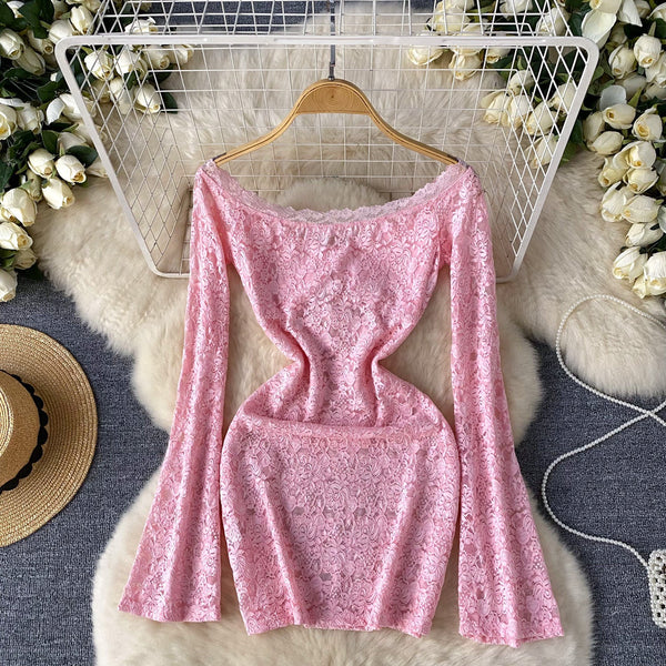 Elegant Slim-fit Embroidered Lace Dress