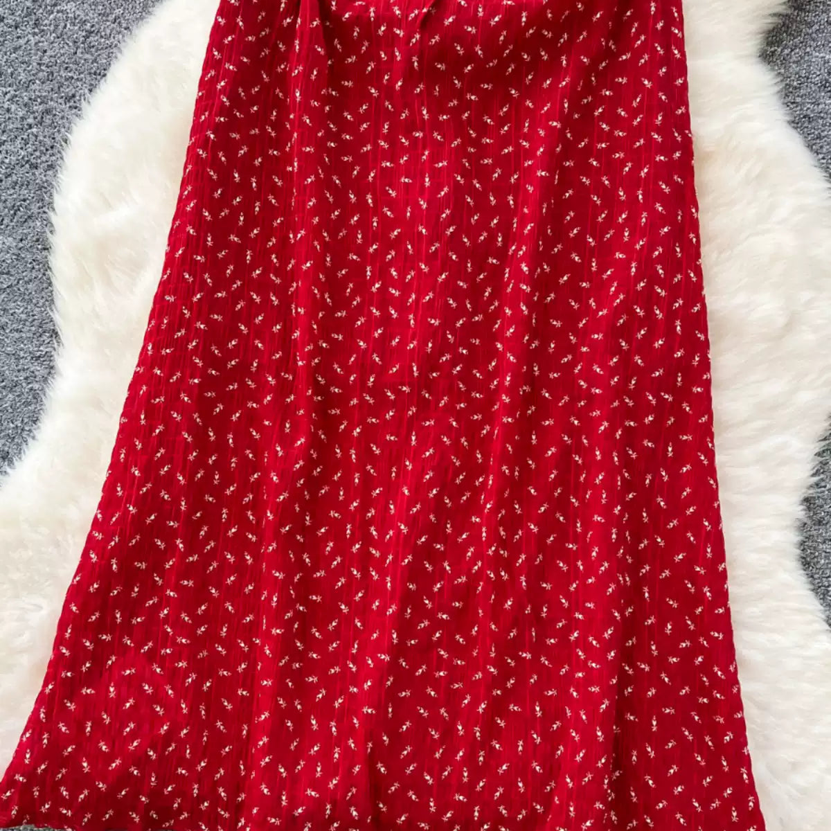 French Style Lace-up Floral Slip Dress