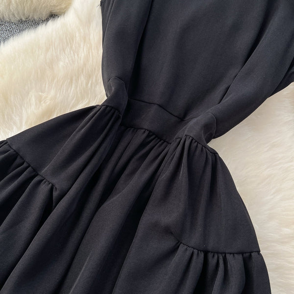 Beaded Sleeveless Halter Black Dress