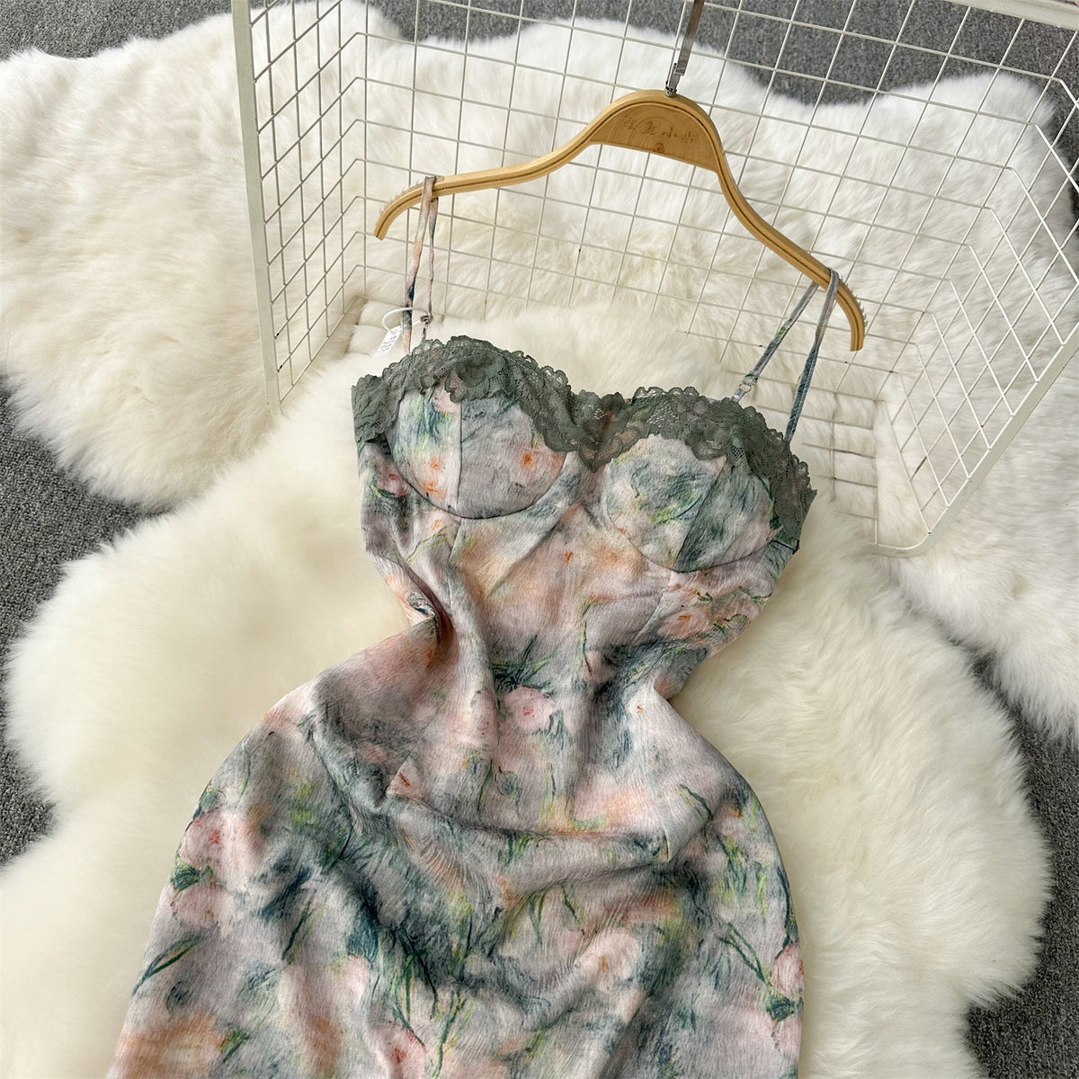 Lace Patchwork Floral Slip Dress