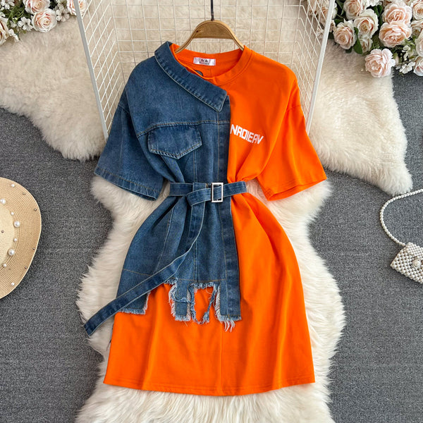 Vintage Color Blocking Patchwork Dress