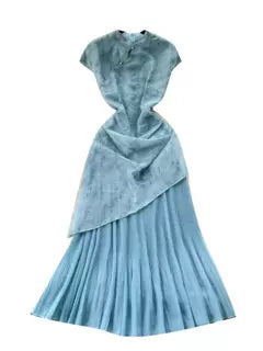 Patchwork Pleated Fishtail Cheongsam Dress