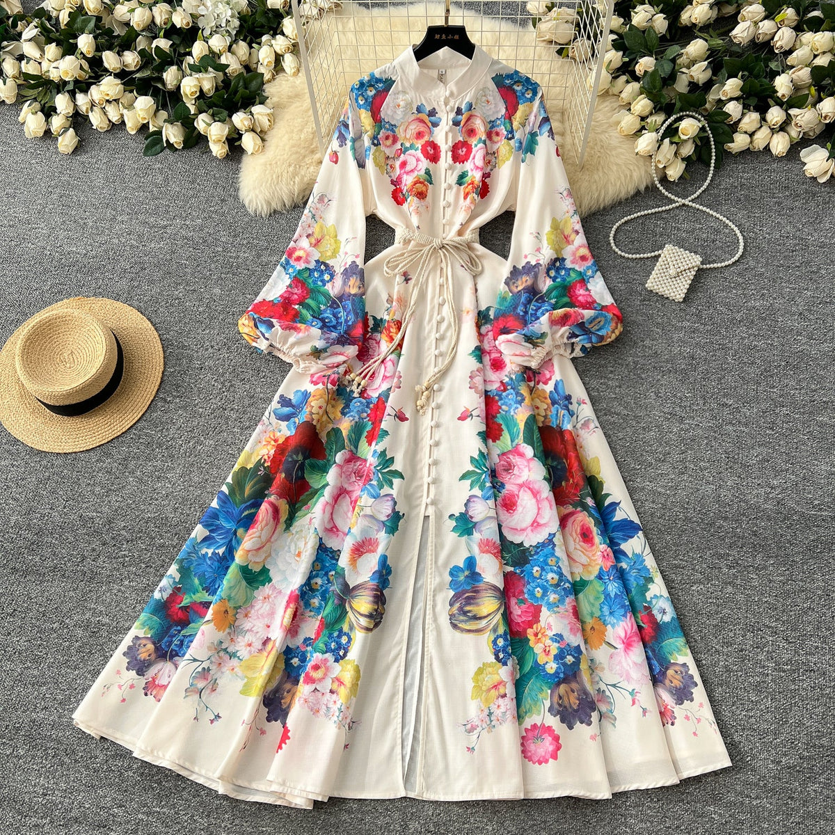 Courtly Floral Printed Shirt Dress