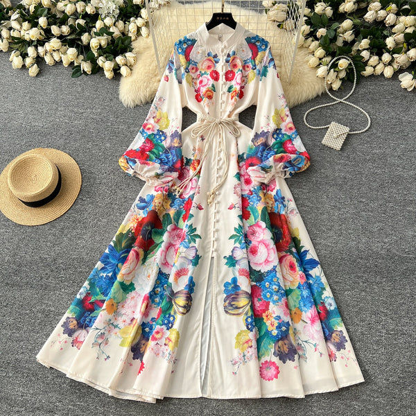Courtly Floral Printed Shirt Dress