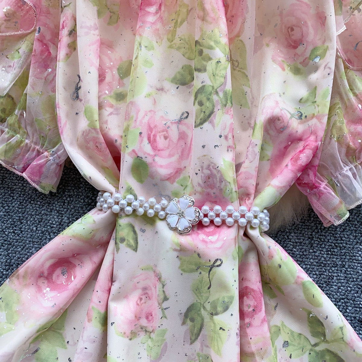 Fairy Beaded Hollowed Floral Dress