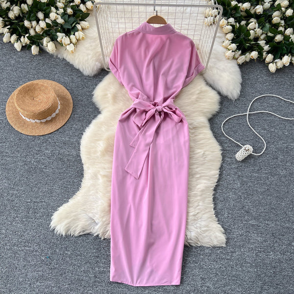 Slim-fit Pleated Shirt Dress
