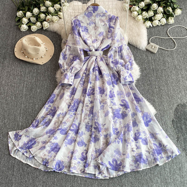 Vintage Beaded Floral Pleated Dress