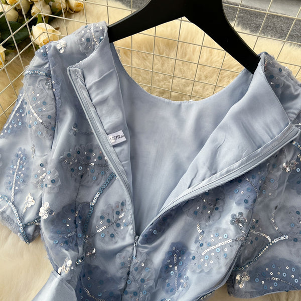 Niche Sequined Crew Neck Dress