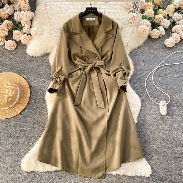 Premium Double-breasted Suit Collar Dress