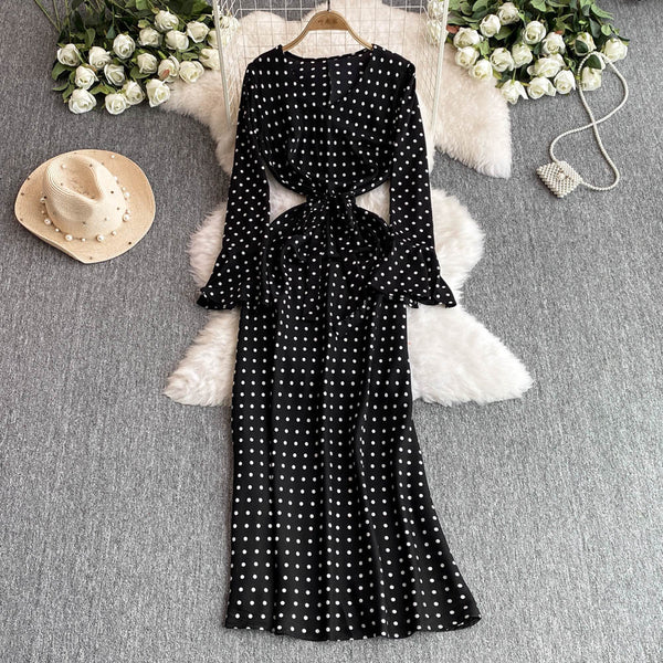 Vintage Polka Dot Ruffled Dress
