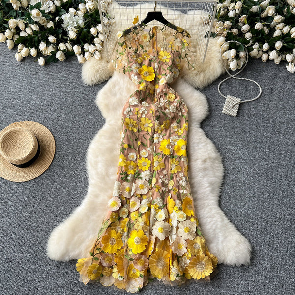 Niche 3d Flower Embroidered Dress