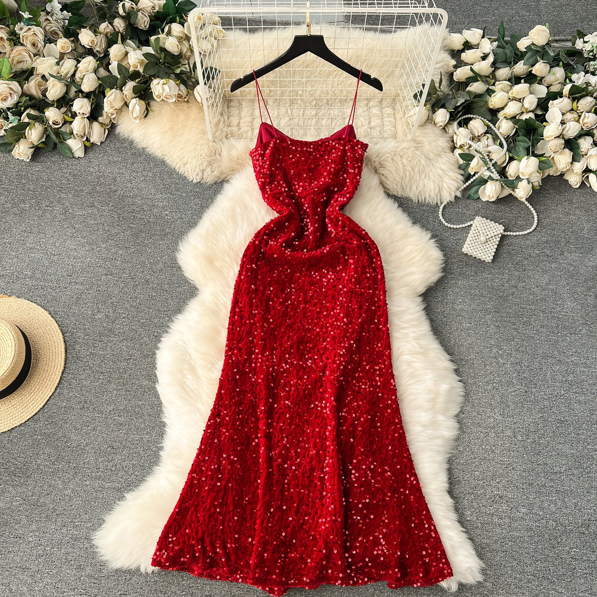 Party Sequined Fishtail Slip Dress