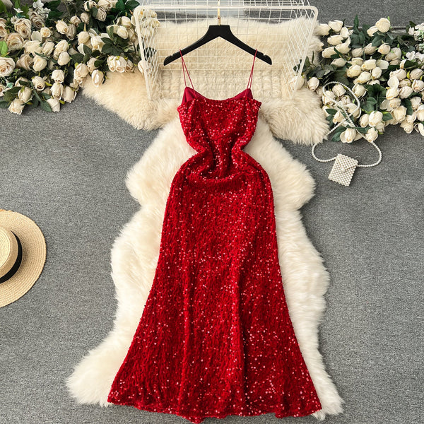 Party Sequined Fishtail Slip Dress