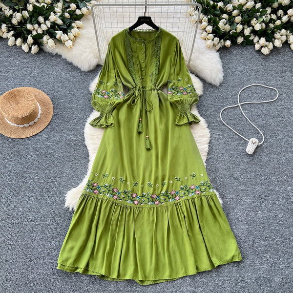 Vintage Lace Patchwork Ruffled Dress