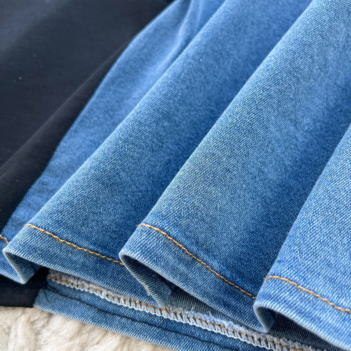 Zipli Denim Patchwork Siyah Elbise