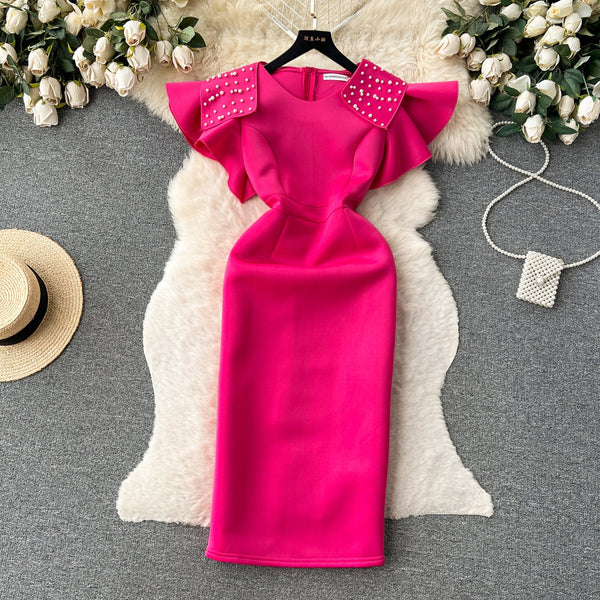 Vintage Beaded Round Collar Dress