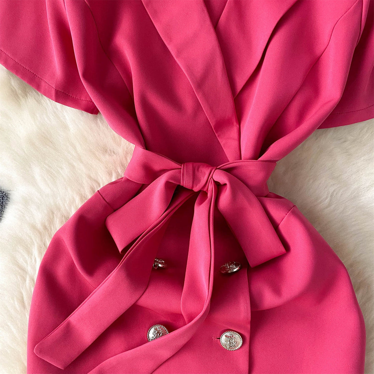 V-neck Suit Collar Lace-up Dress