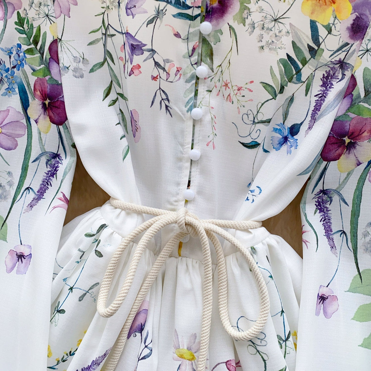 Stand Collar Floral Printed Shirt Dress