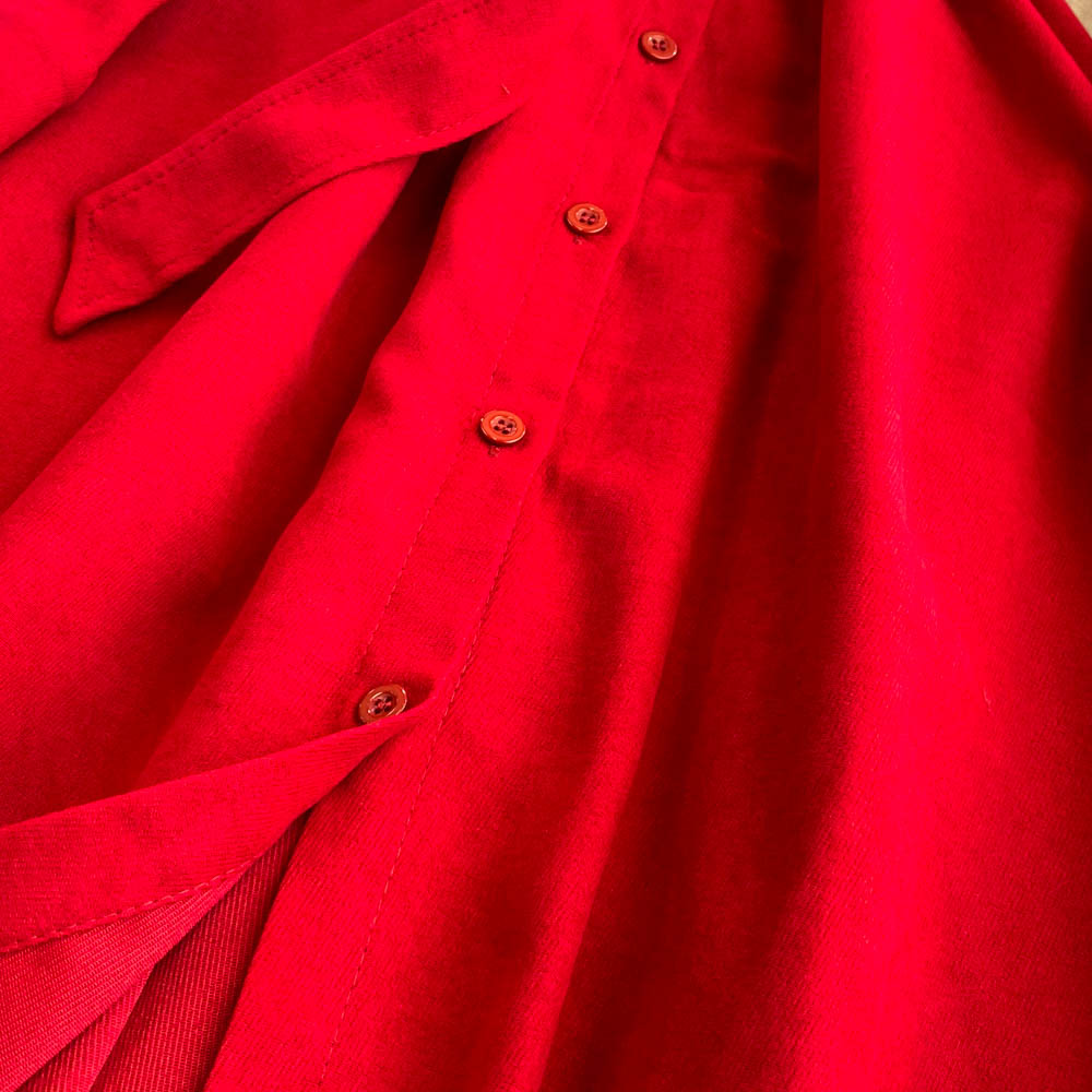 Faux Two-pieces Lapeled Corduroy Dress