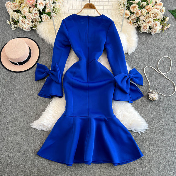 Premium Ruffled Sleeve Fishtail Dress