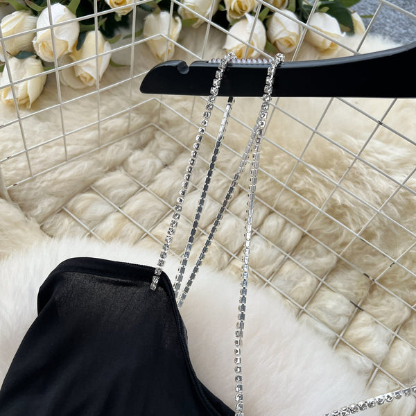 High-end Hollowed Black Slip Dress