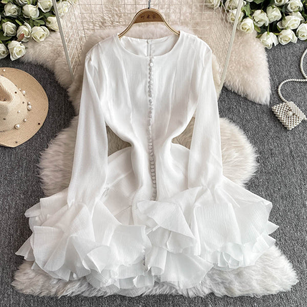Round Collar Ruffled Pendulum Dress