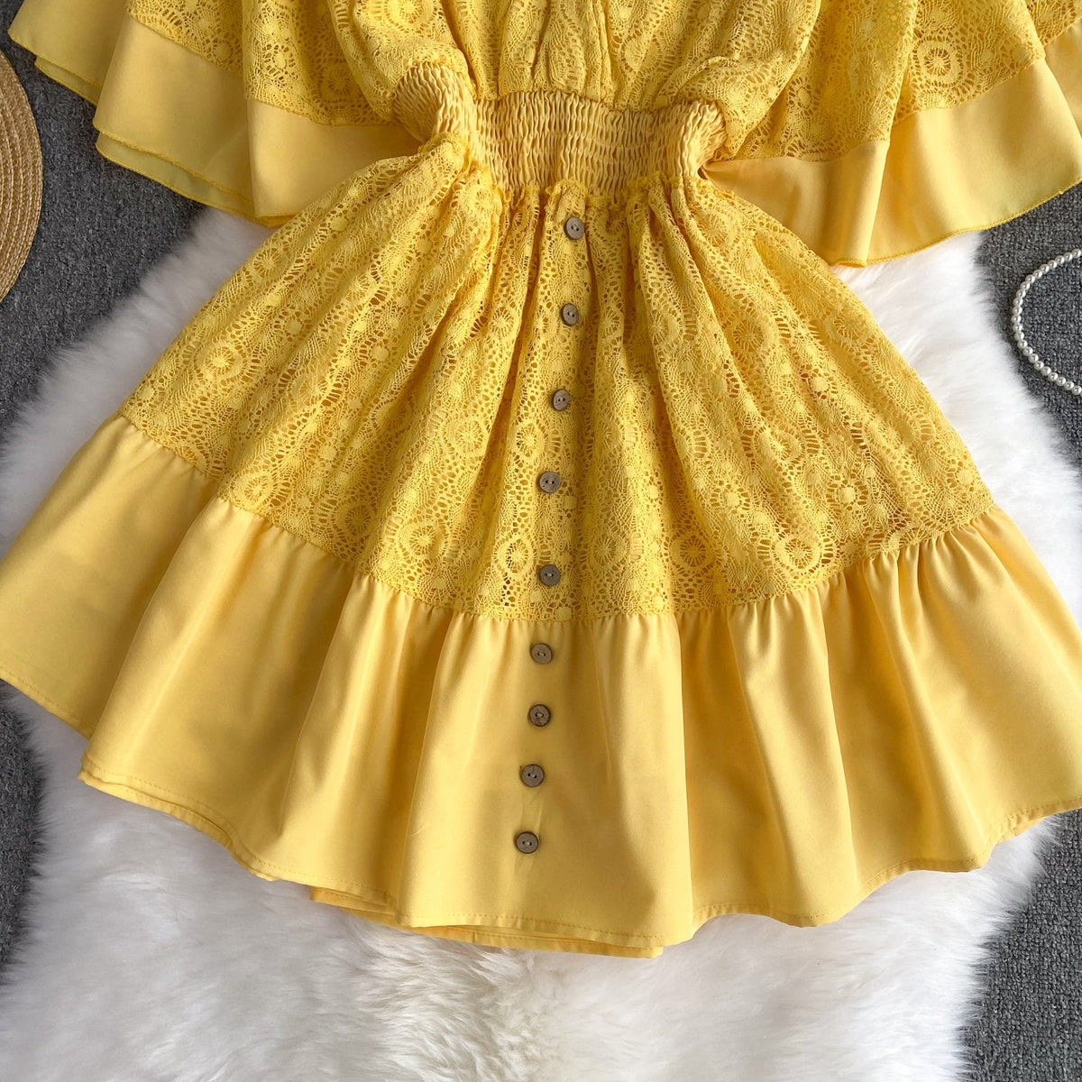 Sweetie V-neck Lace Patchwork Dress