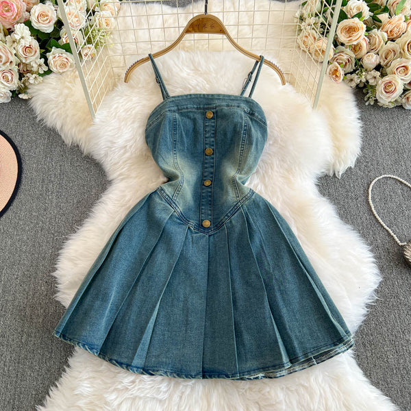 Vintage Cape&Slip Dress Denim 2Pcs
