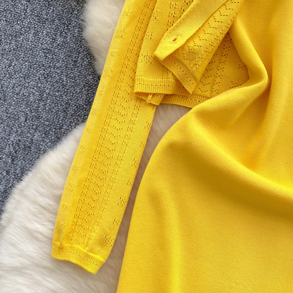 Cardigan&Slip Dress Solid Color 2Pcs
