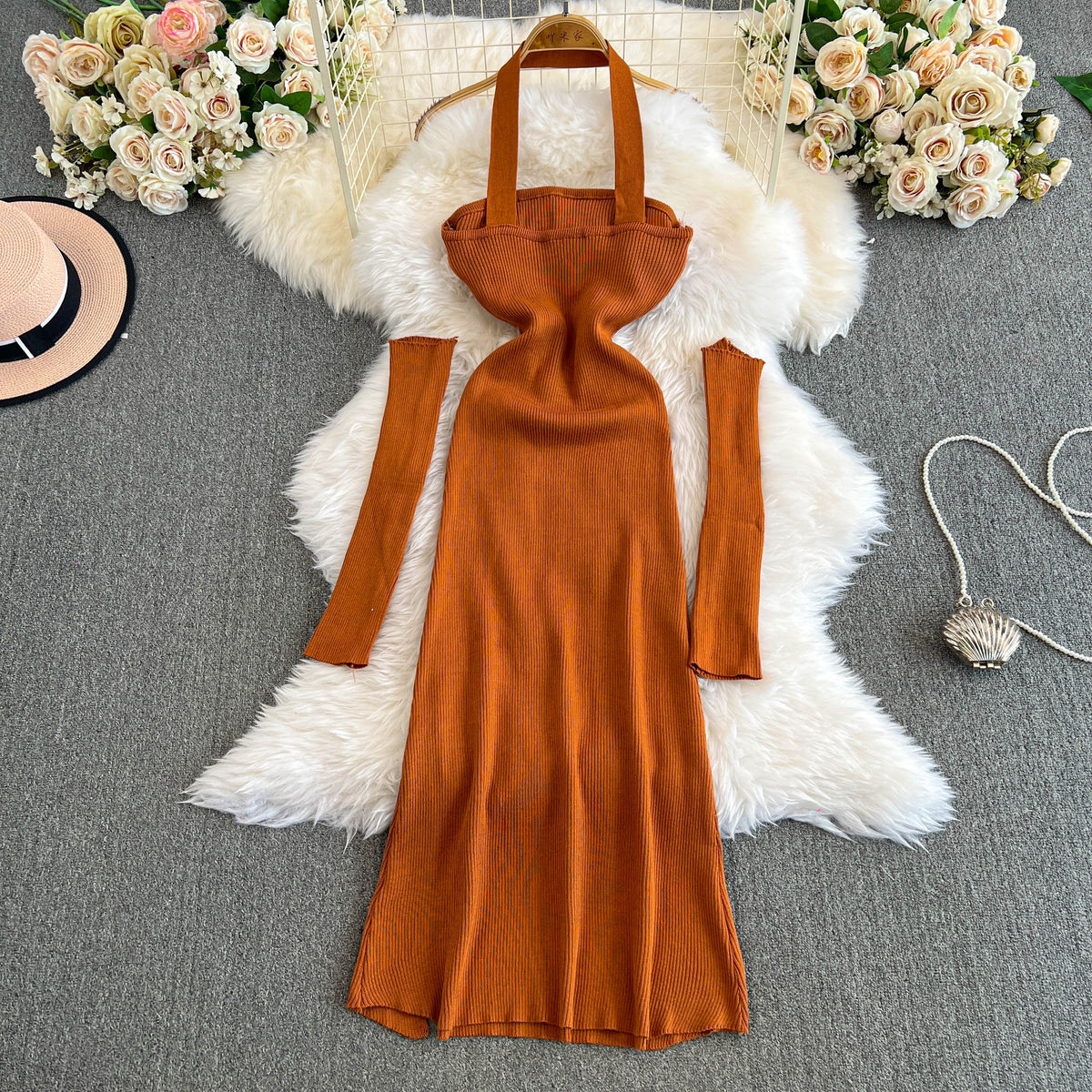 Niche Slim-fit Backless Halter Dress