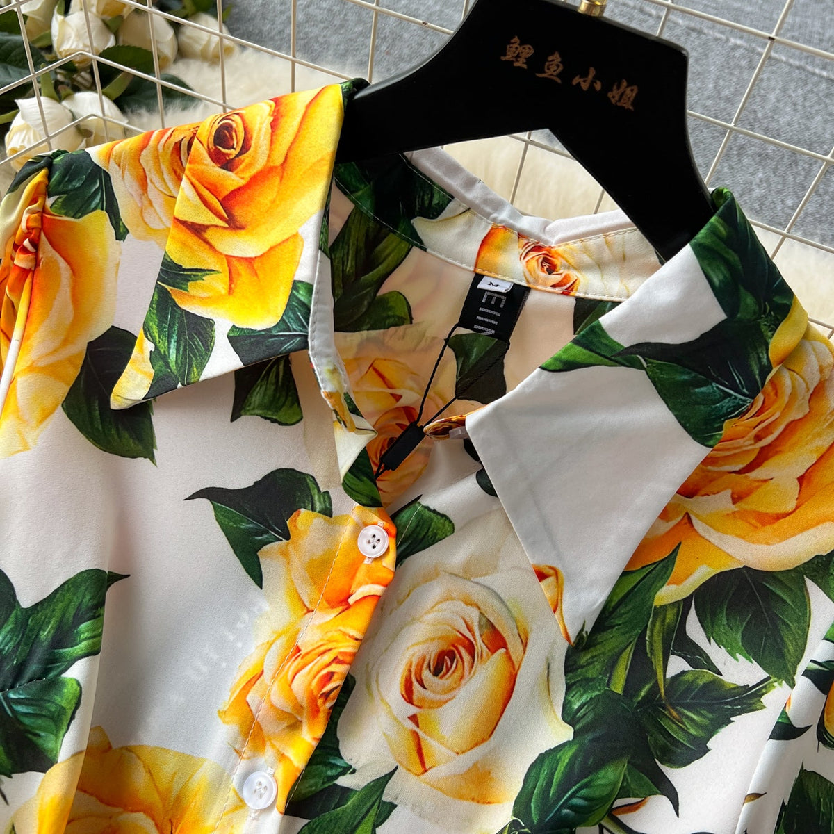 Floral Printed Lace-up Shirt Dress