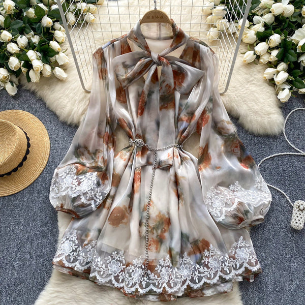 Dantel Patchwork Parlak Saten Elbise