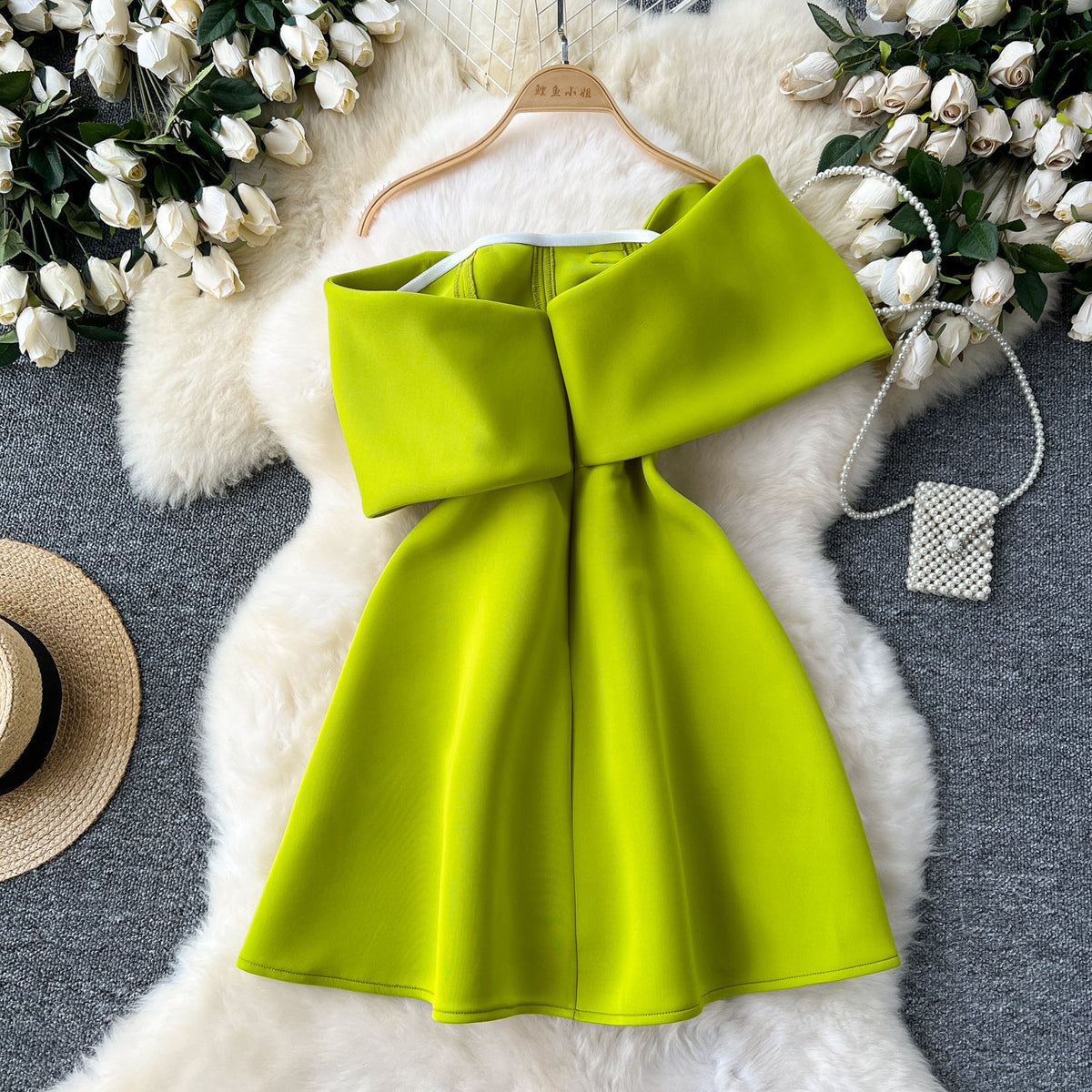 Knotted Strapless Neckline A-line Dress