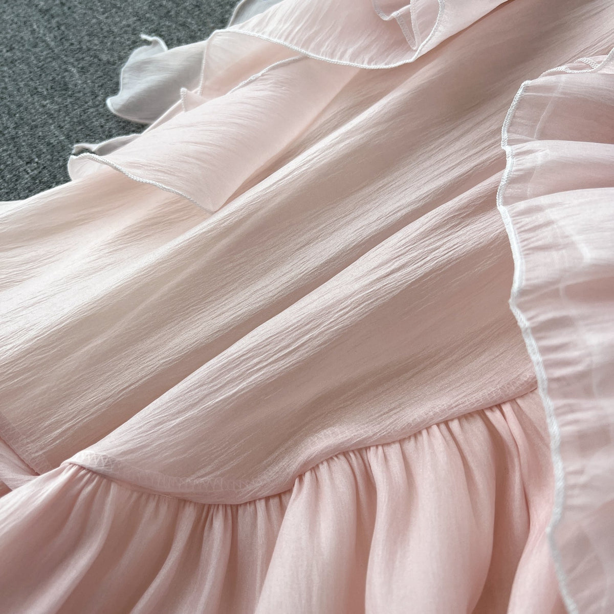 Fairy Pink Ruffled Chiffon Dress