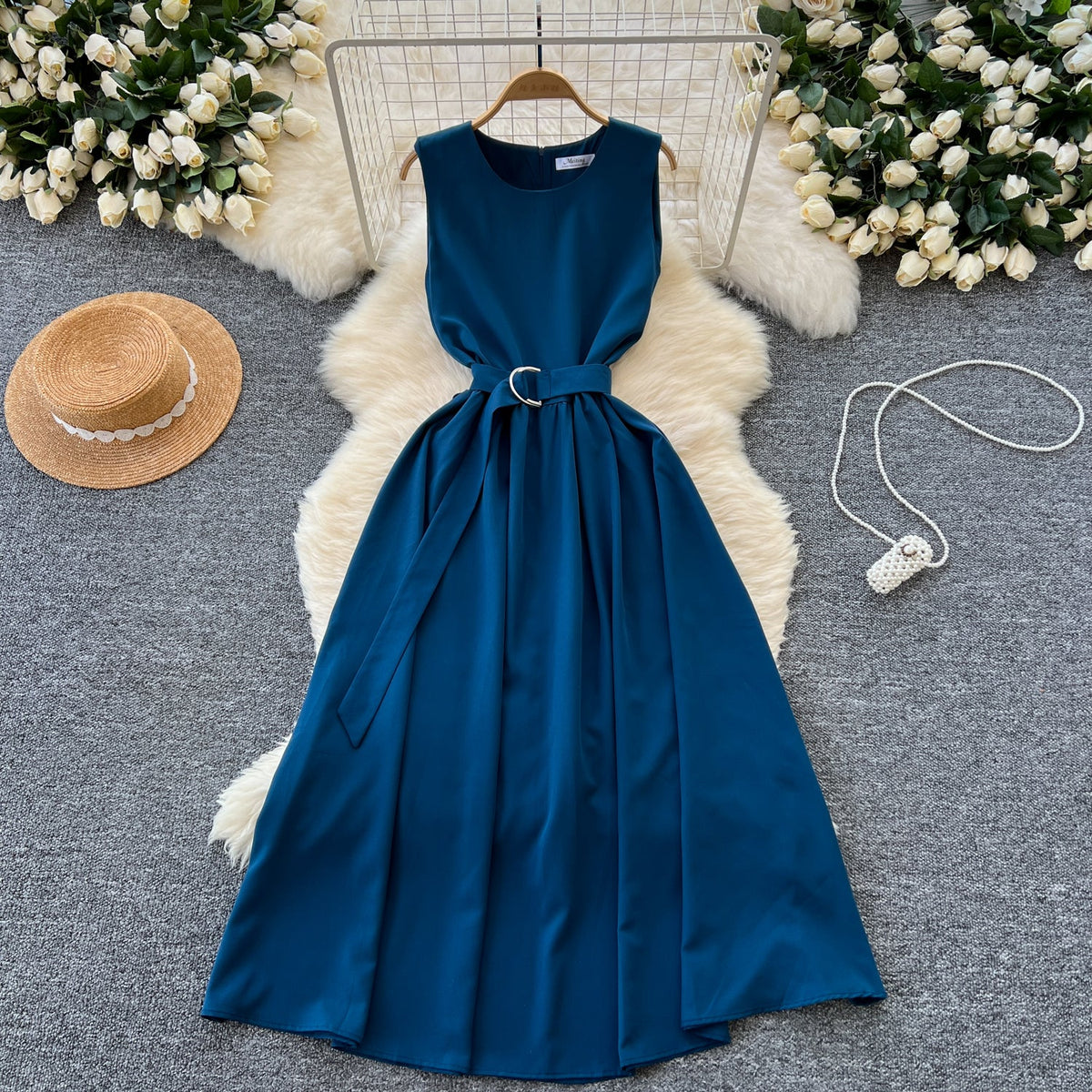 French Style Lace-up Sleeveless Dress