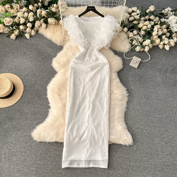 High-end Ruffled Patchwork Sleeveless Dress